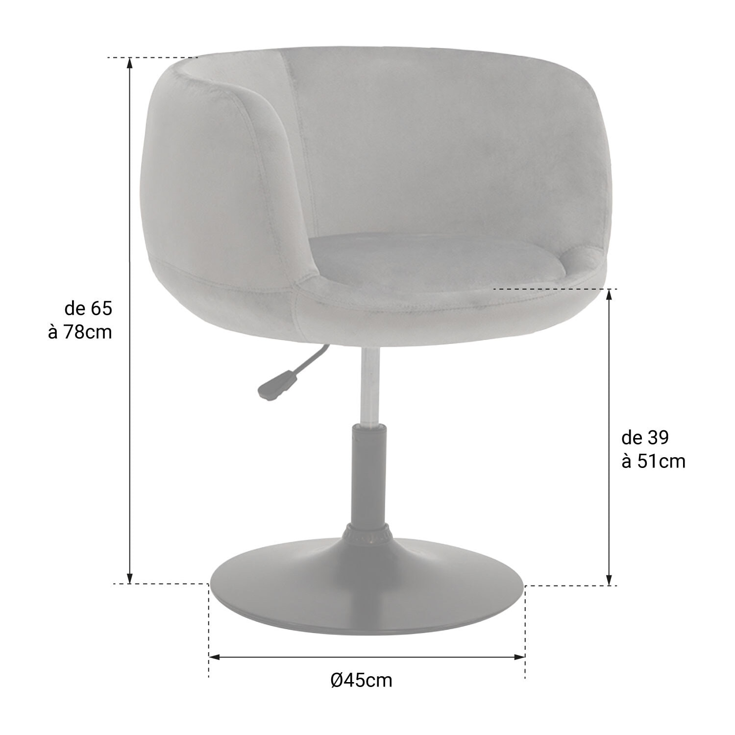 Tabouret de bar en velours gris NOLAN