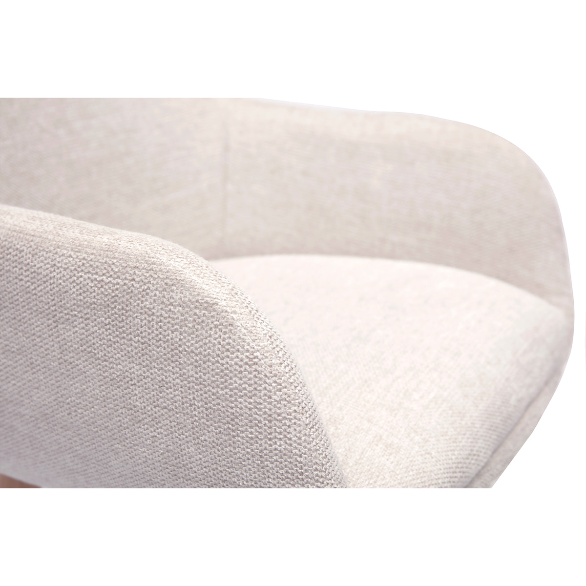 Tabourets de bar scandinaves pivotants 360° en tissu effet velours texturé beige et bois clair H65 cm (lot de 2) ALESS