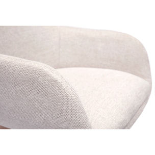 Tabourets de bar scandinaves pivotants 360° en tissu effet velours texturé beige et bois clair H65 cm (lot de 2) ALESS