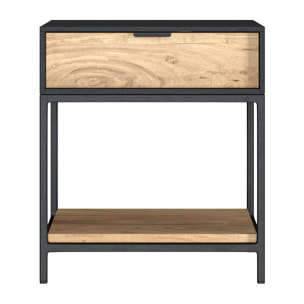 Table de chevet en bois et métal noir 1 tiroir - Jakson