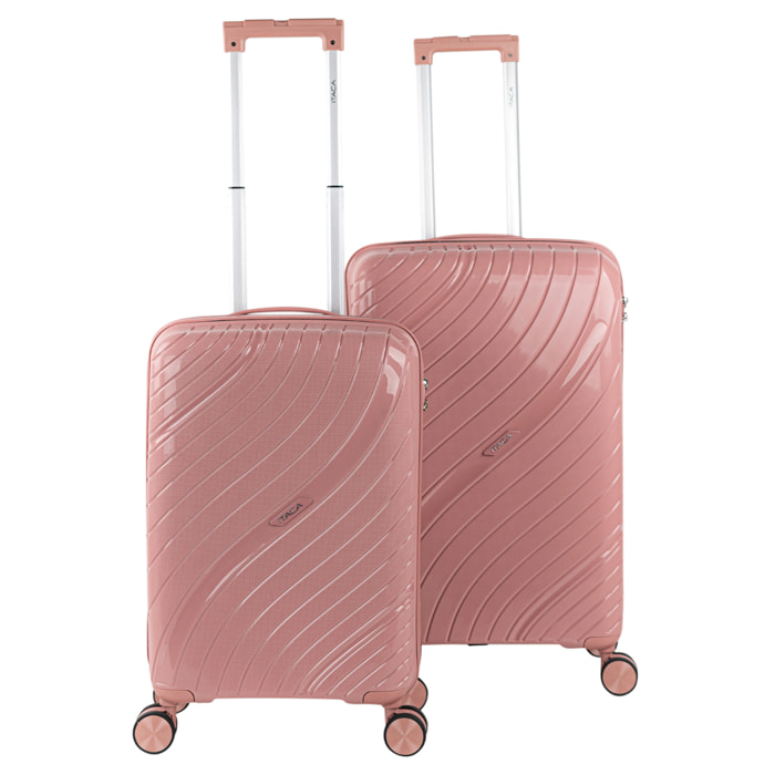 Juego De Maletas Rígidas Pp Itaca Danubio Rosa