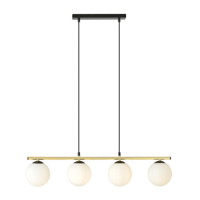 Lampada a sospensione ALORA con diffusori in vetro opalino e dettagli oro