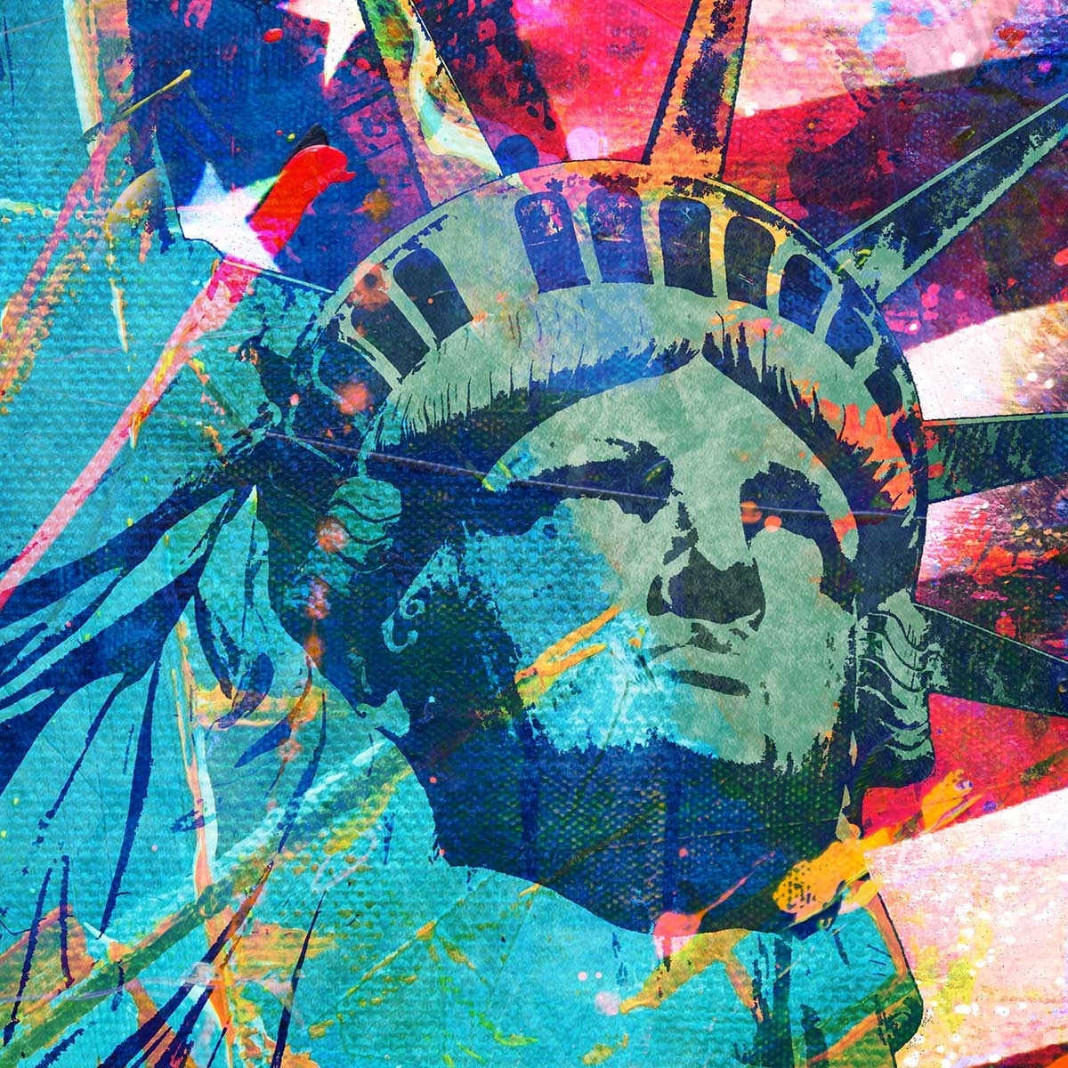 Affiche illustration graffiti statut de la liberté Affiche sous cadre noir