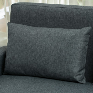 HOMCOM Sofá de 2 Plazas Tapizado en Lino Sintético con Espacio de Almacenamiento, Sofá Moderno con 2 Almohadas, Bolsillo y Patas de Madera, Carga 240 kg para Dormitorio, Salón 135x71x84 cm Gris Oscuro