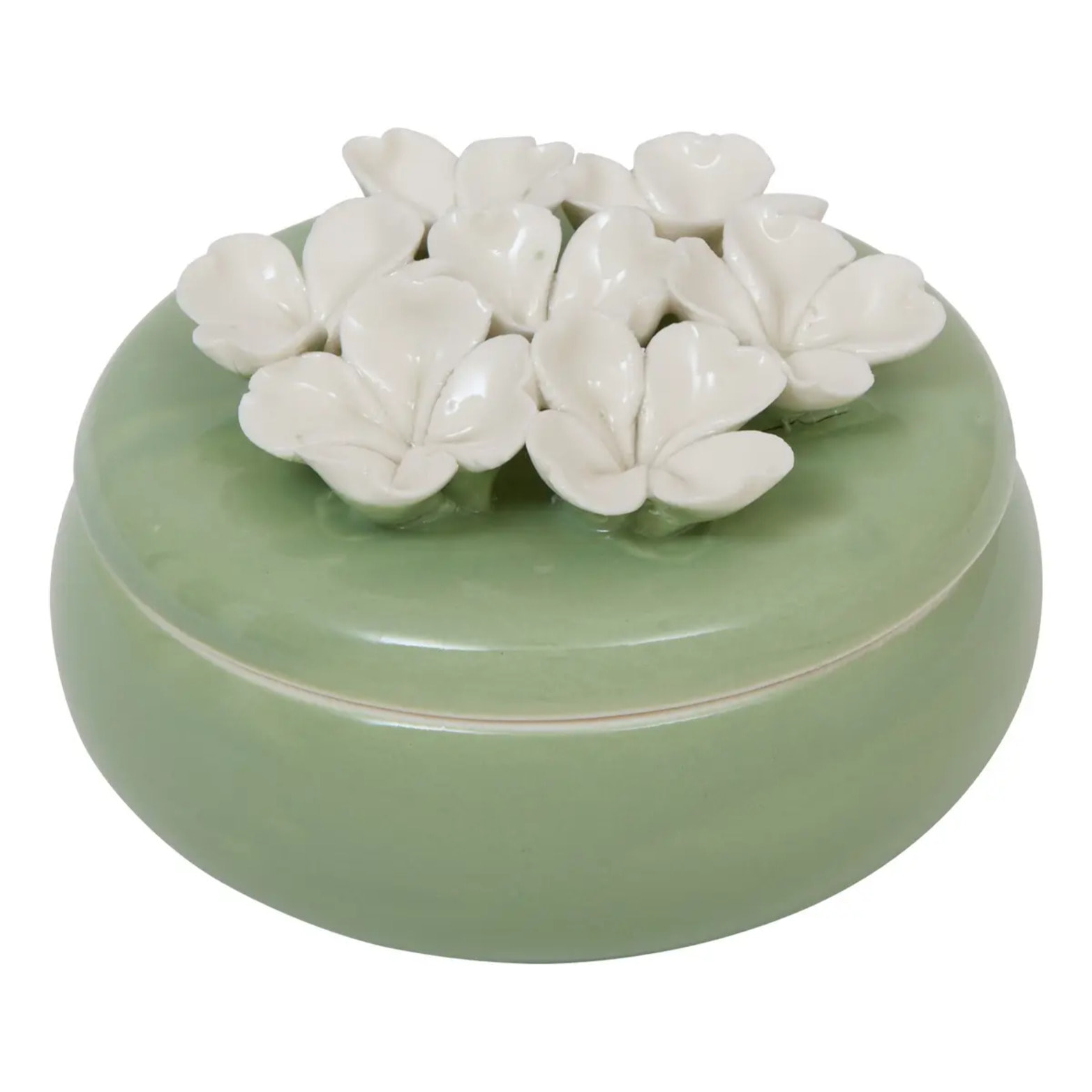 Boîte déco Fleur de rose D11cm en céramique