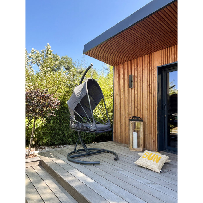 LACANAU - Balancelle de jardin en acier avec coussins