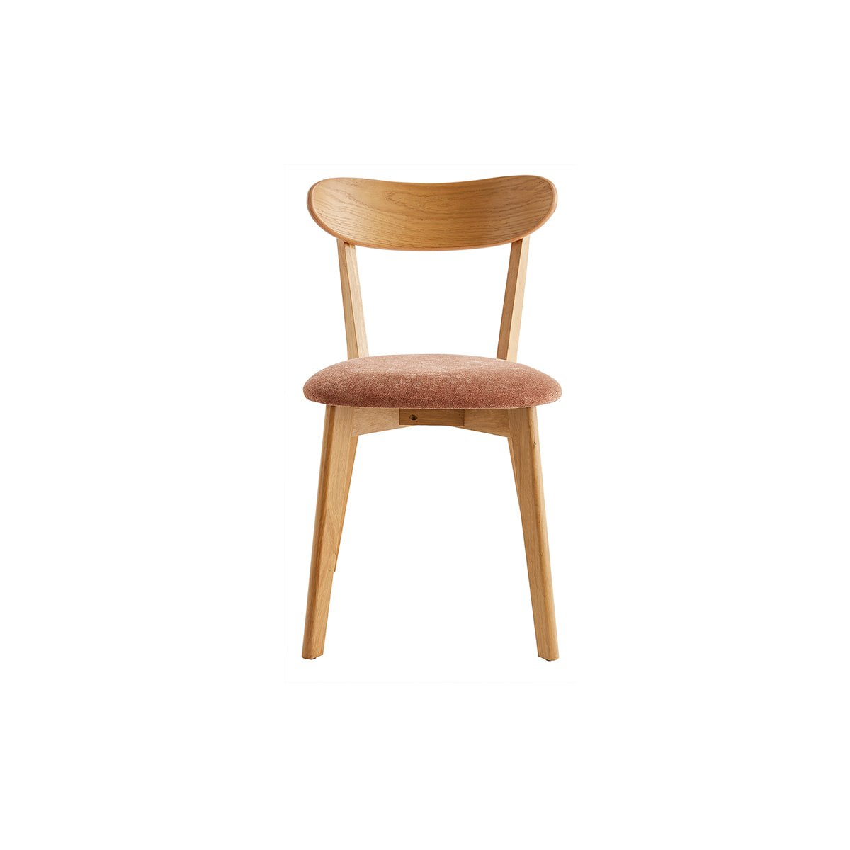 Chaises vintage en bois clair chêne et tissu effet velours terre brûlée (lot de 2) DOVE