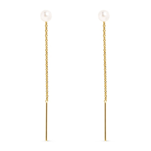Boucles d'Oreille Falling Pearl Argent Plaqué Or