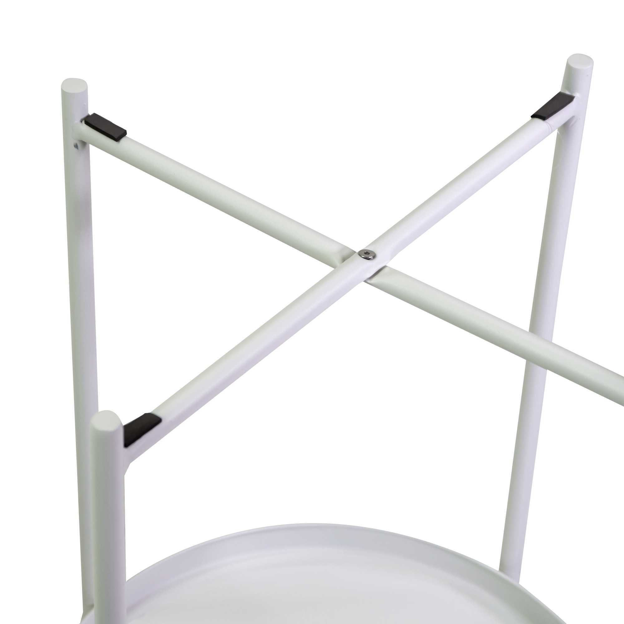 Tavolino Vacchetti in metallo bianco tondo a 2 piani cm ø40h50