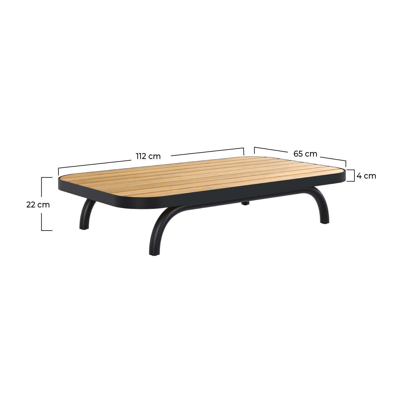 Table basse de jardin en bois d'acacia et pieds en métal noir - Samba
