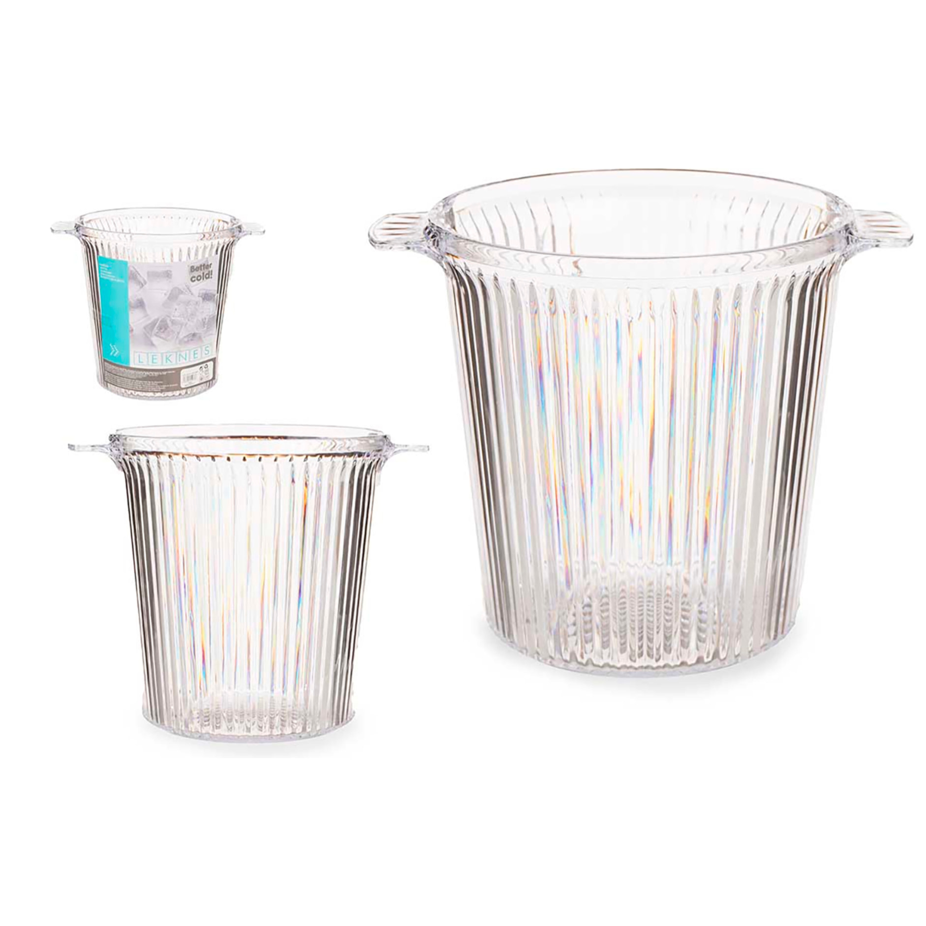 SECCHIELLO PER IL GHIACCIO STRIATO IN PLASTICA TRASPARENTE