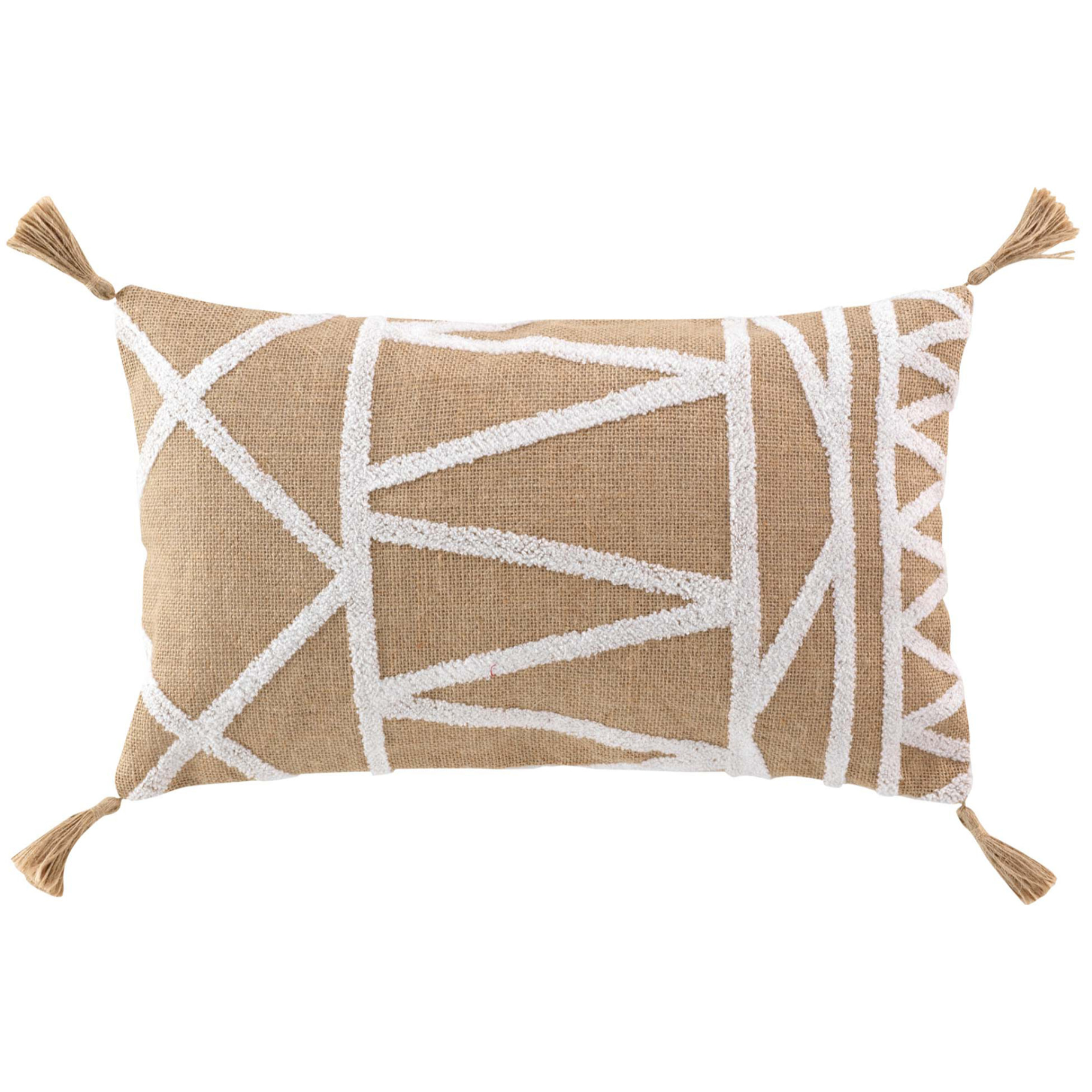 Coussin uni avec jute - Naturel