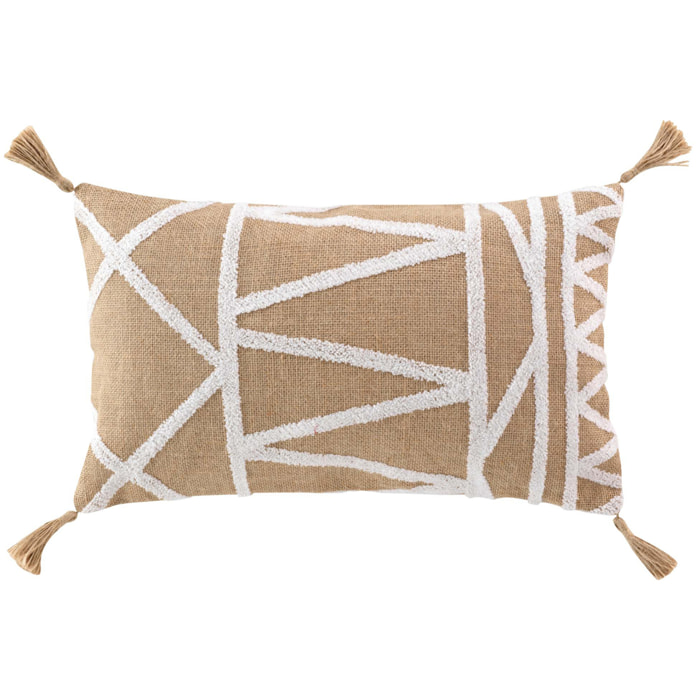 Coussin uni avec jute - Naturel