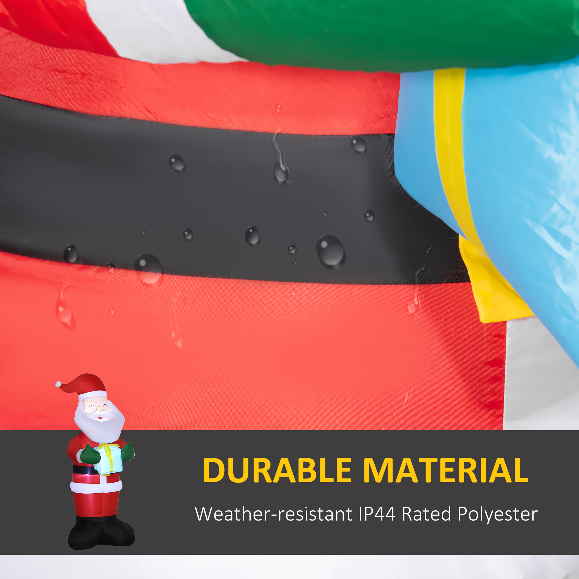 Outsunny Babbo Natale Gonfiabile con Regalo, 3 Luci LED e Gonfiatore Incluso, 77x68x184cm