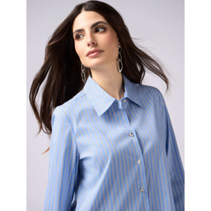 Oltre - Camicia in popeline a righe - Azzurro