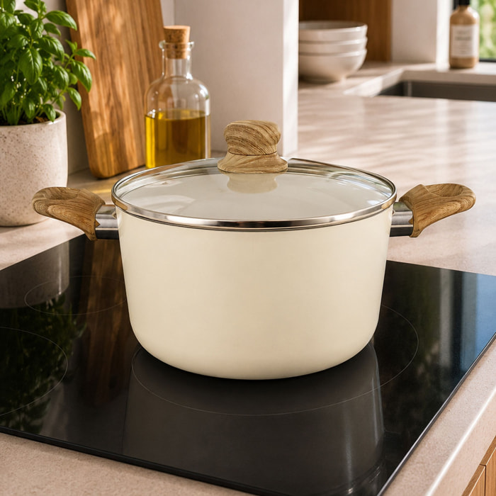 Faitout 20cm avec revêtement céramique crème - tous feux COLORAMA