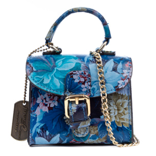 Annicco mini bolso de mano y bandolera mujer. Piel auténtica acabado Ruga estampada con flores.