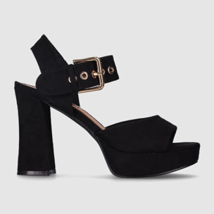 Sandalias de Tejido - Negro - Tacón: 10 cm