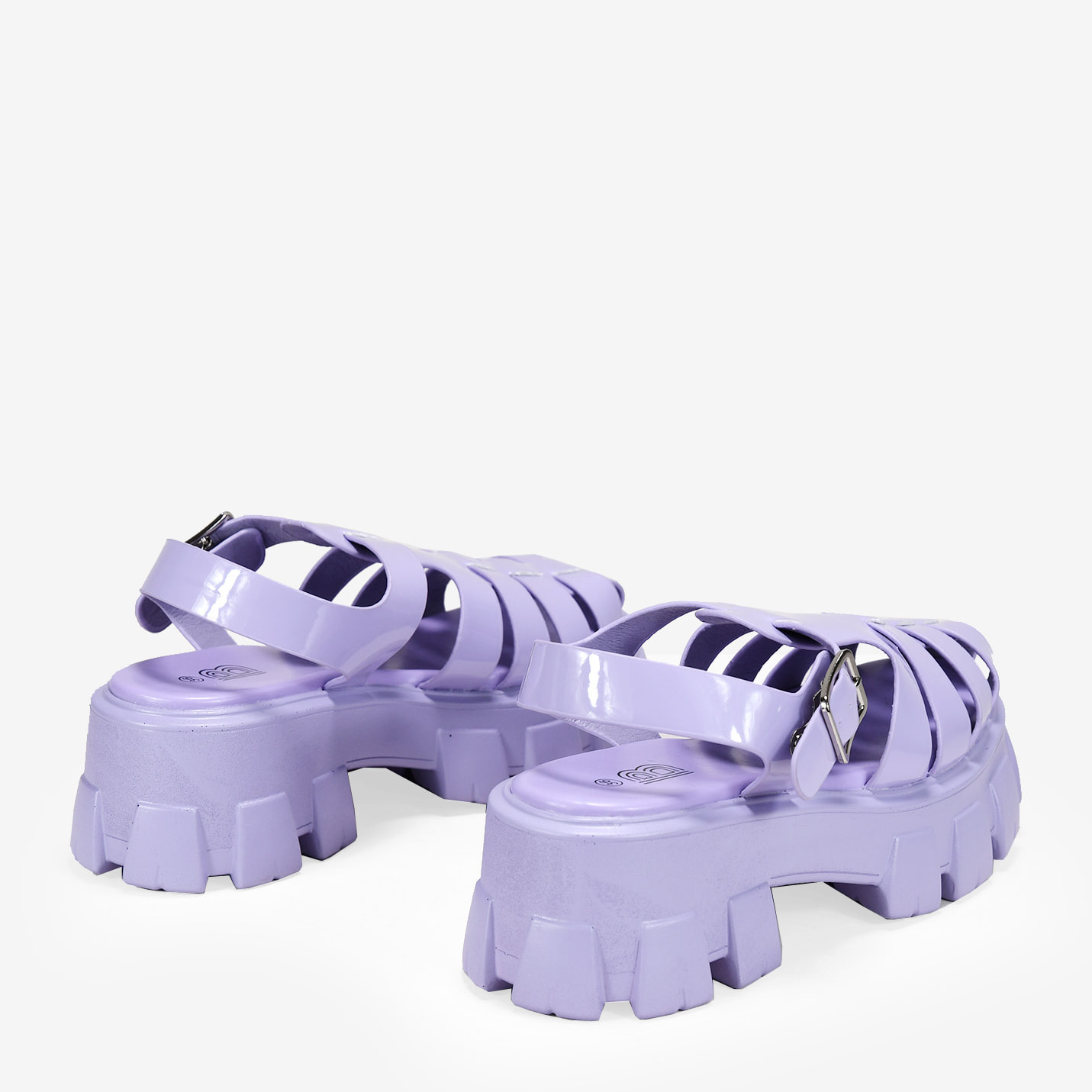 Sandalias cangrejeras lila con plataforma