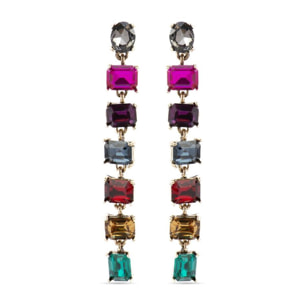 Pendientes con Cristal Multicolor acabado oro 18k