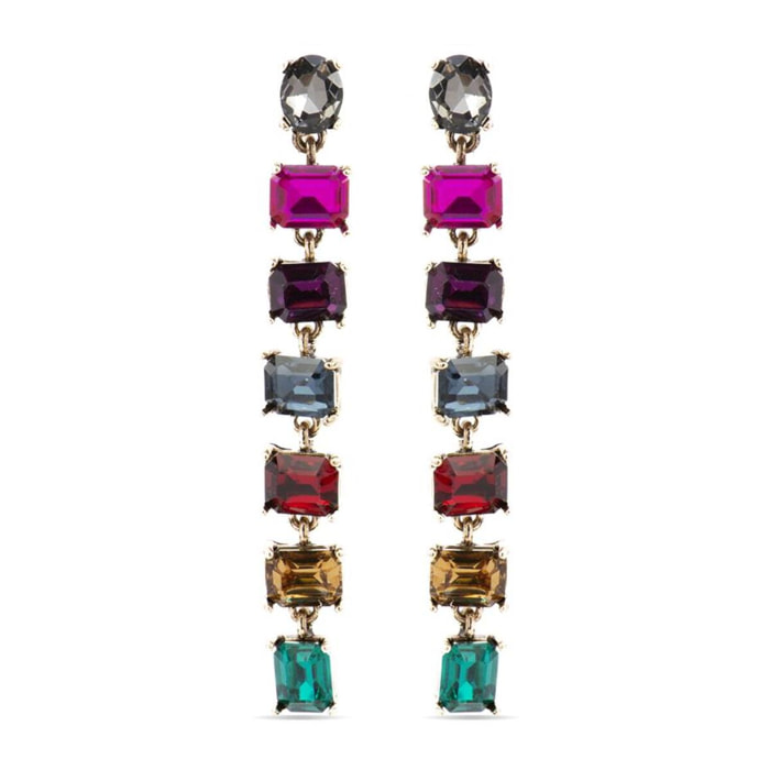 Pendientes con Cristal Multicolor acabado oro 18k