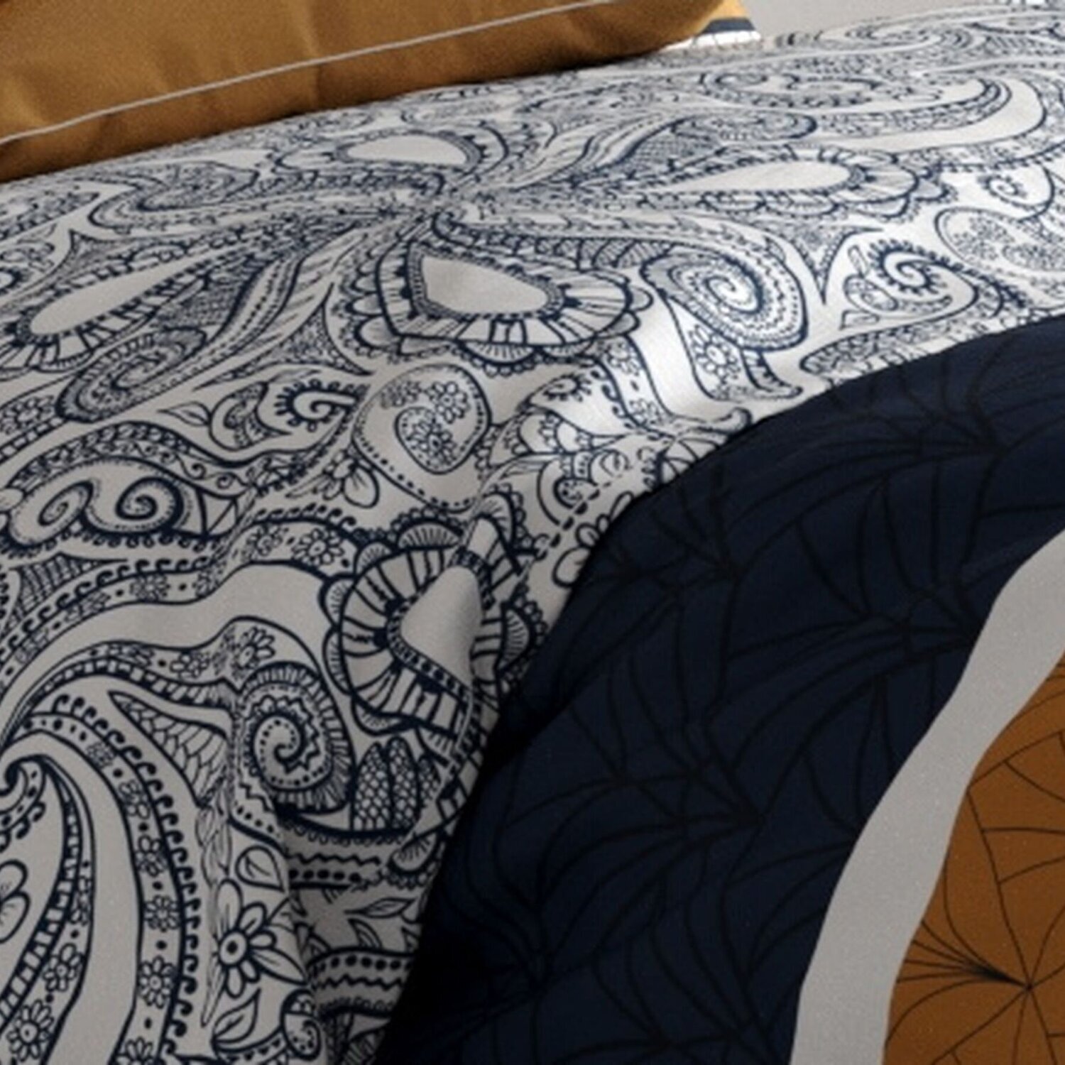 Parure housse de couette imprimé 100% coton - dakota - bleu