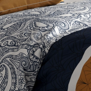 Parure housse de couette imprimé 100% coton - dakota - bleu