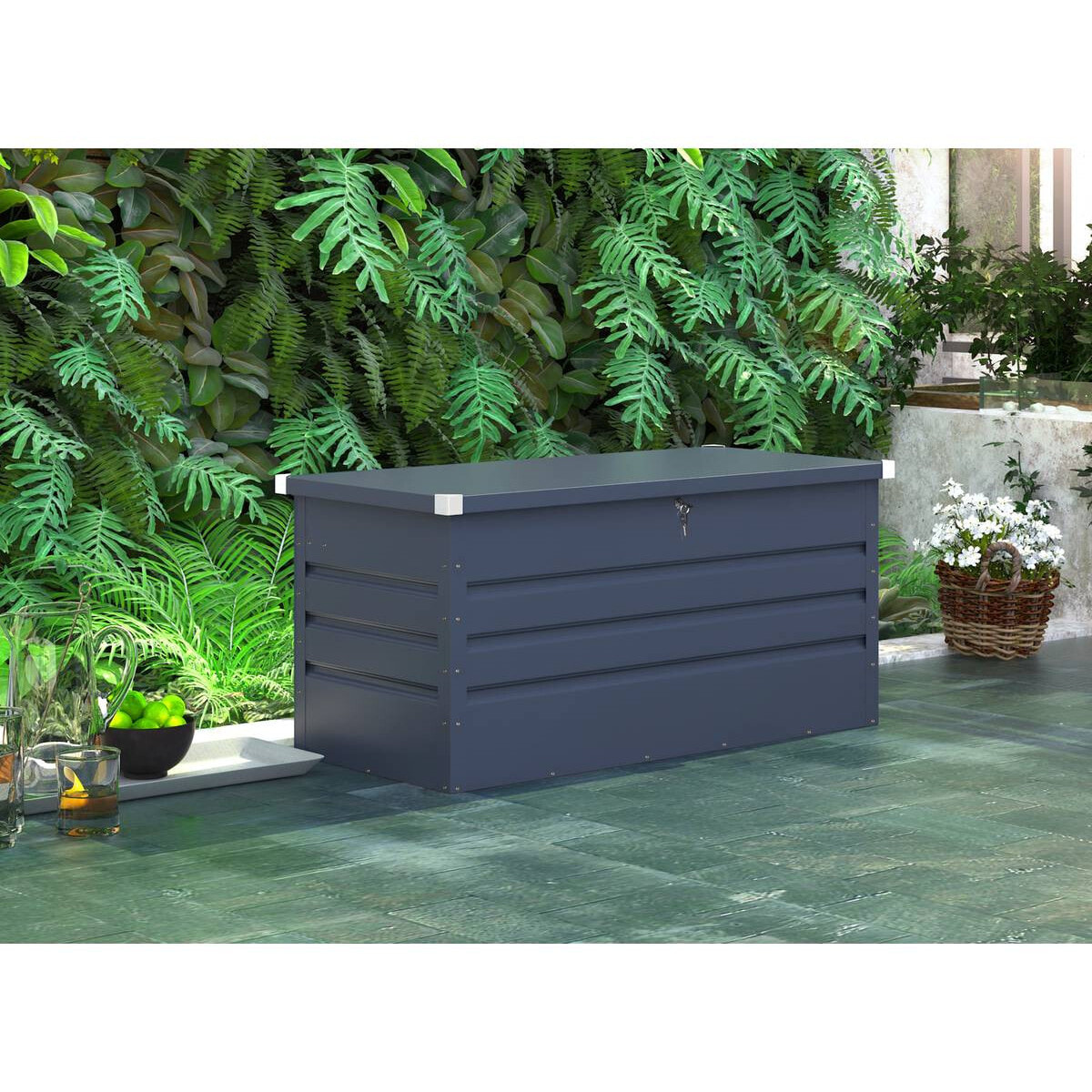 Coffre de jardin métal "Store" - 371L - 132 x 61 x 60 cm - Gris