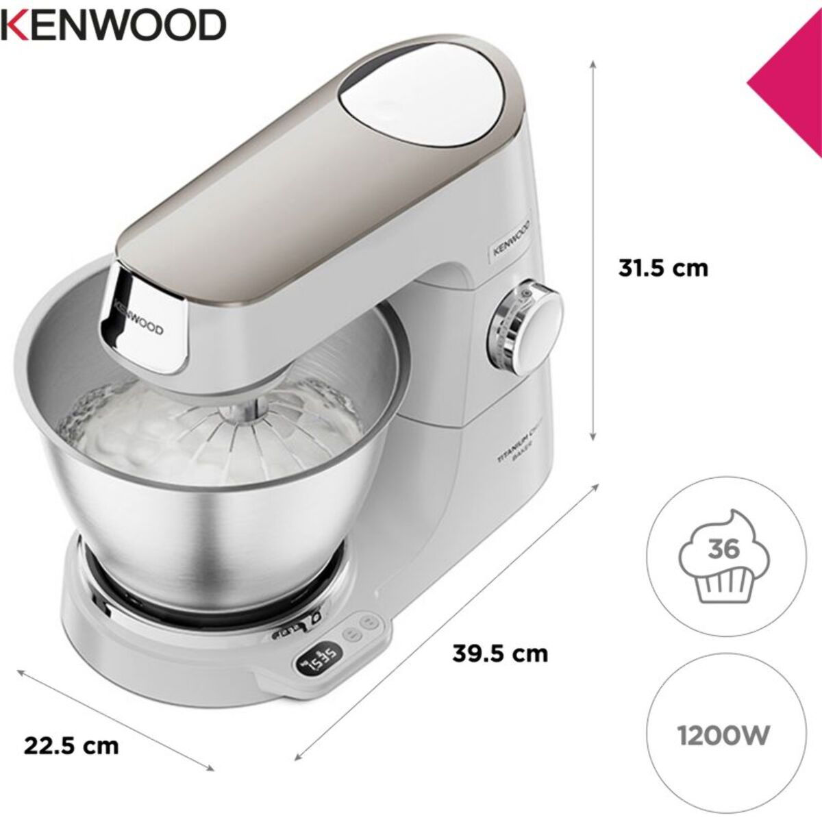 Robot pâtissier KENWOOD KVC65.009WH Titanium Chef Baker