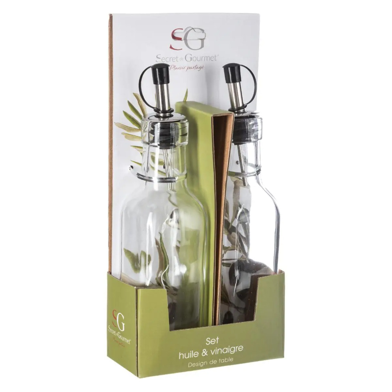 2 bouteilles huile/vinaigre verre 0,16L