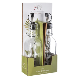 2 bouteilles huile/vinaigre verre 0,16L
