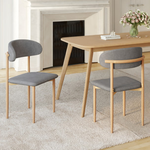 Chaises Callisto en tissu gris et pieds métal - lot de 6