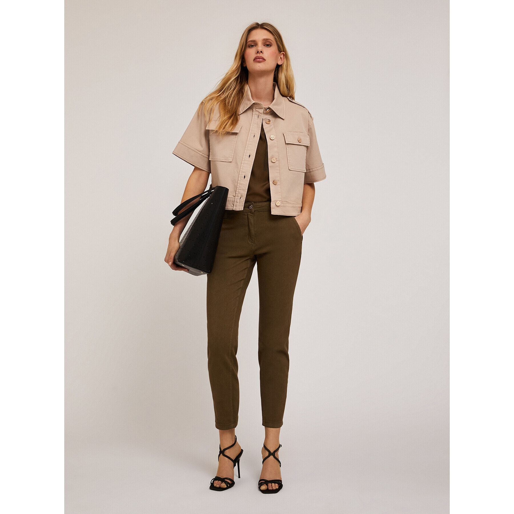 Motivi - Pantaloni chino Kendall in drill di cotone - Verde militare