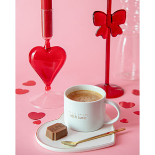 J-Line tasse + soucoupe + cuillère Coeur Anglais - porcelaine - blanc - 6 pièces