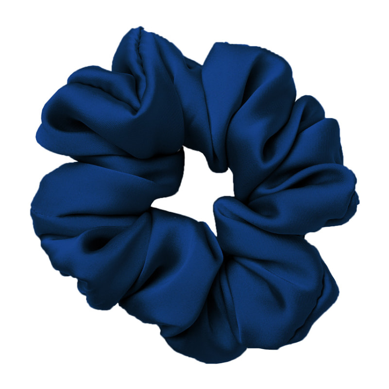 Scrunchies Elastico Capelli 100% Seta Tinta Unita Blu