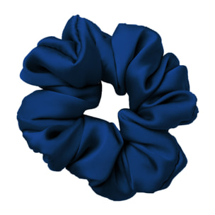 Scrunchies Elastico Capelli 100% Seta Tinta Unita Blu