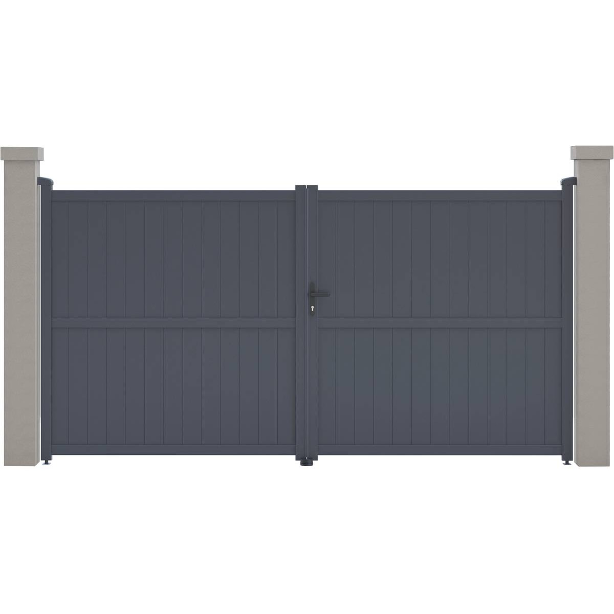 Portail aluminium "Maurice" - 349.5 x 180.9 cm - Gris