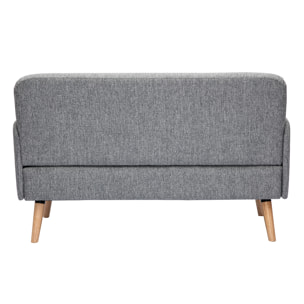 Canapé scandinave 2 places en tissu gris clair et bois clair ISKO