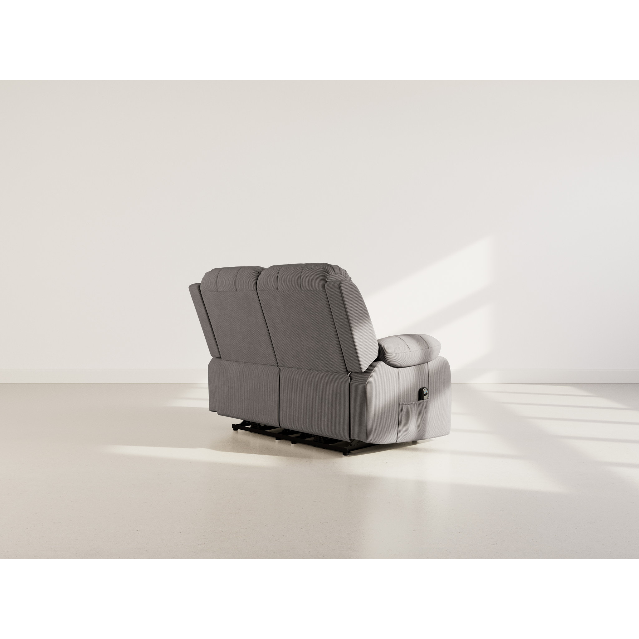 Armand - Canapé 2 places relax électrique en velours côtelé - Gris