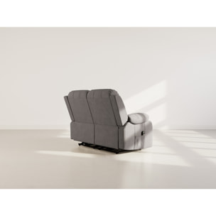 Armand - Canapé 2 places relax électrique en velours côtelé - Gris