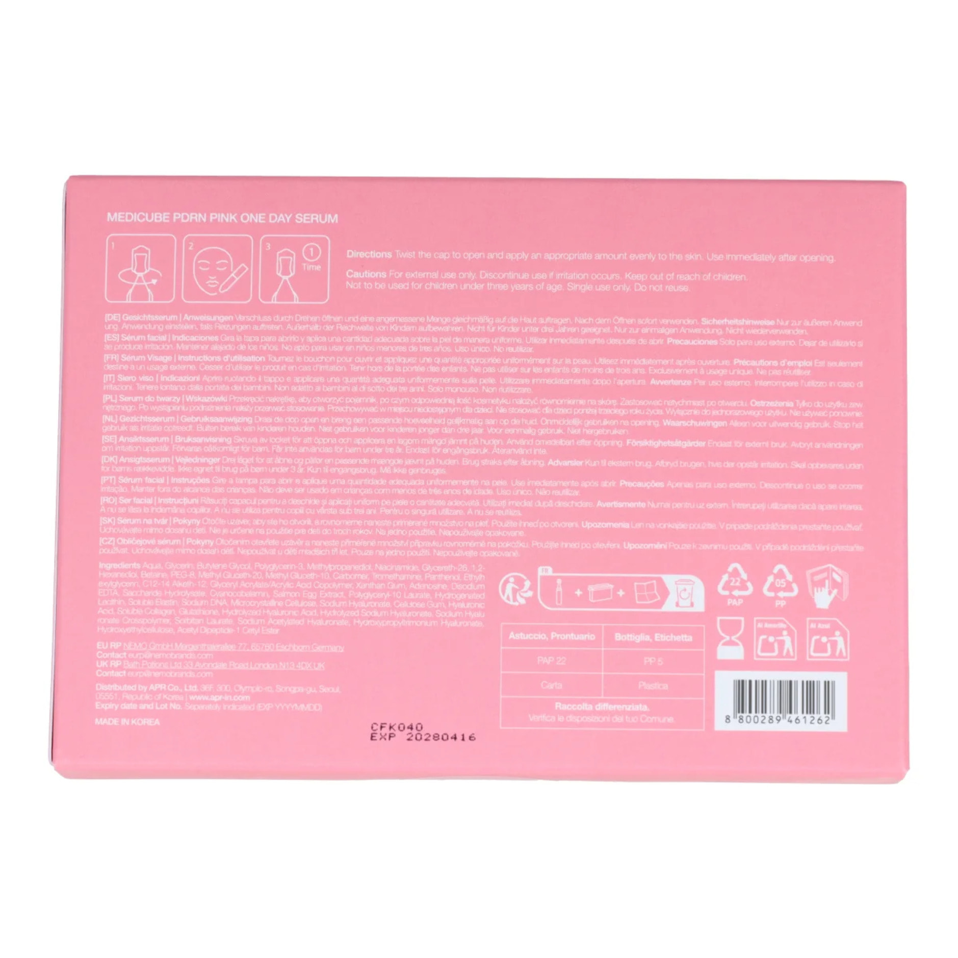 Set de sérums PDRN Pink One Day Serum Set Medicube 10 uds 15 ml