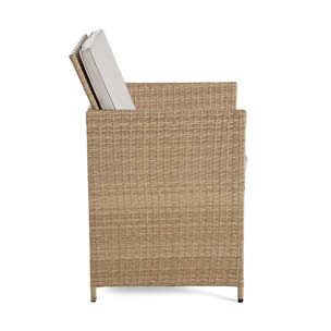 Fira - salon de jardin encastrable en résine tressée beige - 10 places - coussins beige + housse de protection - Beige