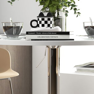 Table de bar ronde Ø 60 cm table bistro chic hauteur réglable 69-91 cm acier chromé blanc