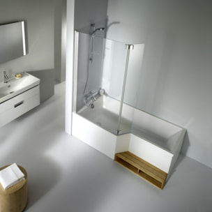Baignoire bain douche Neo, version gauche Blanc brillant 170 x 70/90