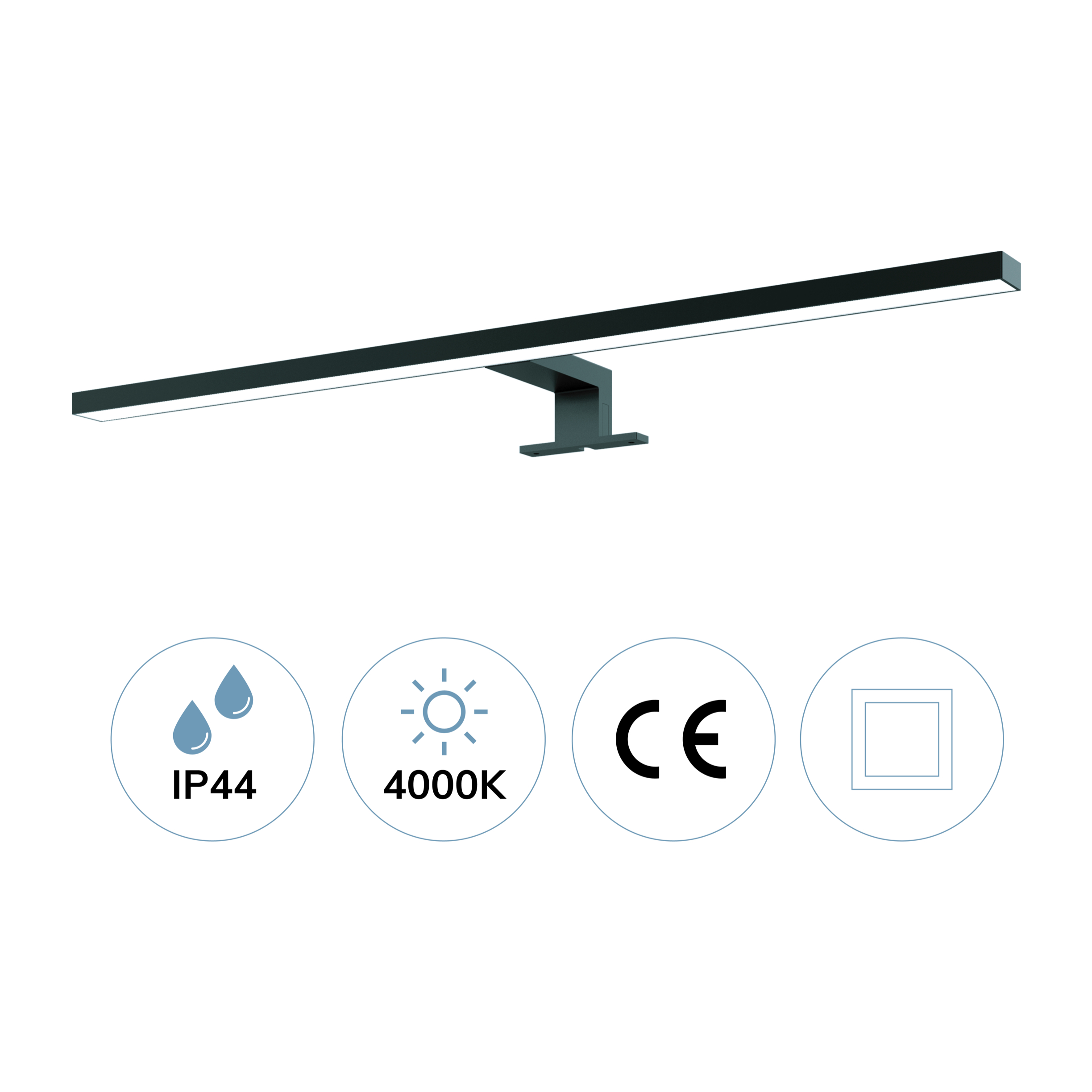 Illumination de salle de bain Applique led Alday, 60cm noir