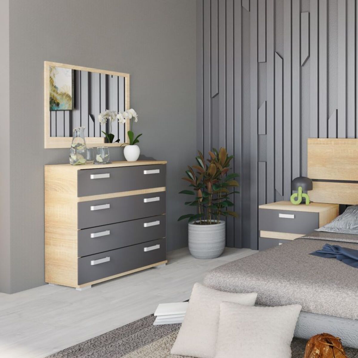 Dormitorio Ataneq Pure 4C Cambria - Grafito