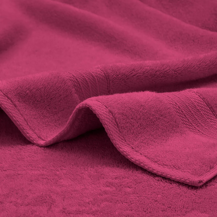 Serviette eponge pur coton 550 g/m² uni rose Elea fuchsia