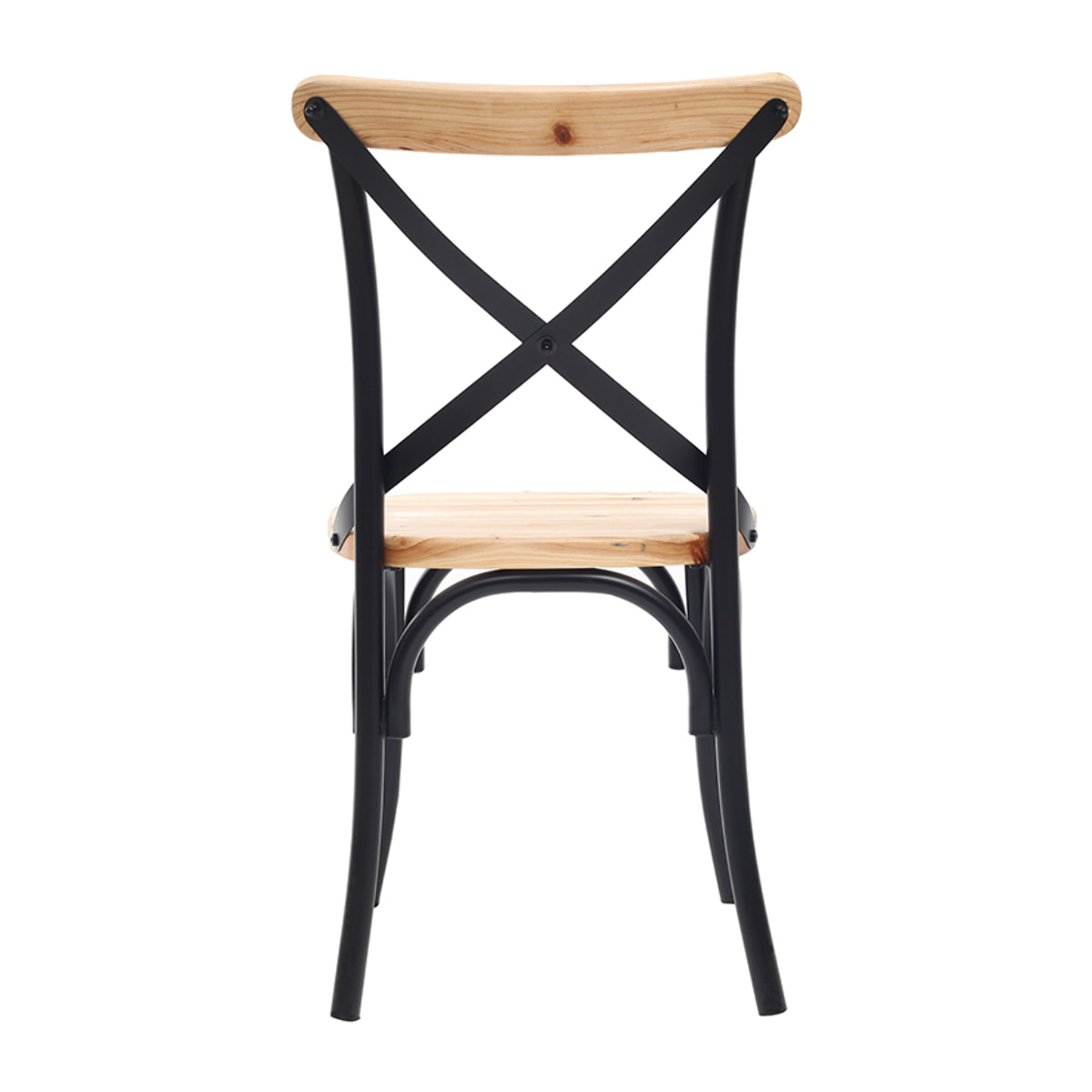 Chaises bistrot bois clair massif et métal noir (lot de 2) JAKE