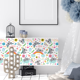 Sticker meuble pour enfant koalas sur un lit arc-en-ciel 60 x 90 cm