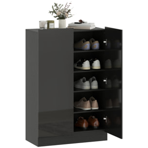 Zapatero de 2 Puertas con Cierre Suave, Zapatero Entrada Recibidor con Estantes Ajustables, Agujeros de Ventilación, para 20 Pares de Zapatos, 72x34,5x103 cm, Negro Brillo